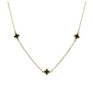 Złoty naszyjnik NAEK5100 CZARNE KONICZYNKI