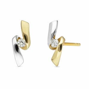 Złote Kolczyki z Diamentami Verona 3641 Dwukolorowe