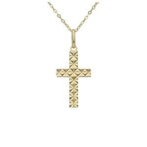 Złoty Krzyżyk KREK5229 z promienistym grawerem gwiazdy