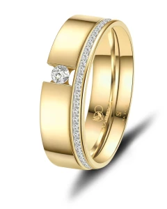 Stalowa Obrączka Ślubna ES-44/NS-05 Gold z ringiem 