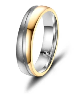 Stalowa Obrączka Ślubna ES-32 Gold męska  