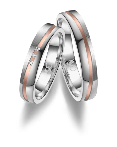 Tytanowe Obrączki Ślubne TI-45 z diamentami Rose Gold   