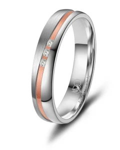 Tytanowa Obrączka z diamentami TI-45 Rose Gold damska   