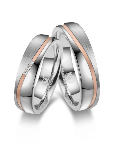 Stalowe Obrączki Ślubne Fala ES-11 Rose Gold 