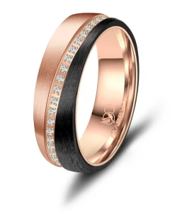 Tytanowa Obrączka z Karbonem CA-05 Rose Gold damska