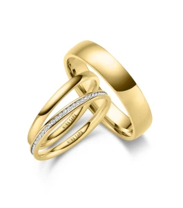 Stalowe Obrączki Gold 5 mm i 2x2 mm z kamieniami i bez