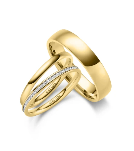 Stalowe Obrączki Gold 5 mm i 2x2 mm z kamieniami i bez
