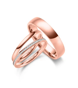 Stalowe Obrączki Rose Gold 5 mm i 2x2 mm z kamieniami i bez 