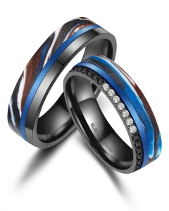 Obrączki BLACK TITANIUM Blue Ocean – czarny tytan z niebieską żywicą BT-14