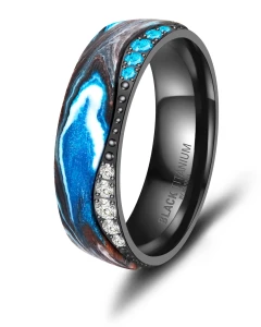 Obrączka z czarnego tytanu Blue Ocean BT-15 damska 