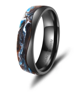 Obrączka z czarnego tytanu Blue Ocean BT-15 męska 