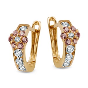 Złote Kolczyki Verona HG12715 Kwiatki z cyrkoniami